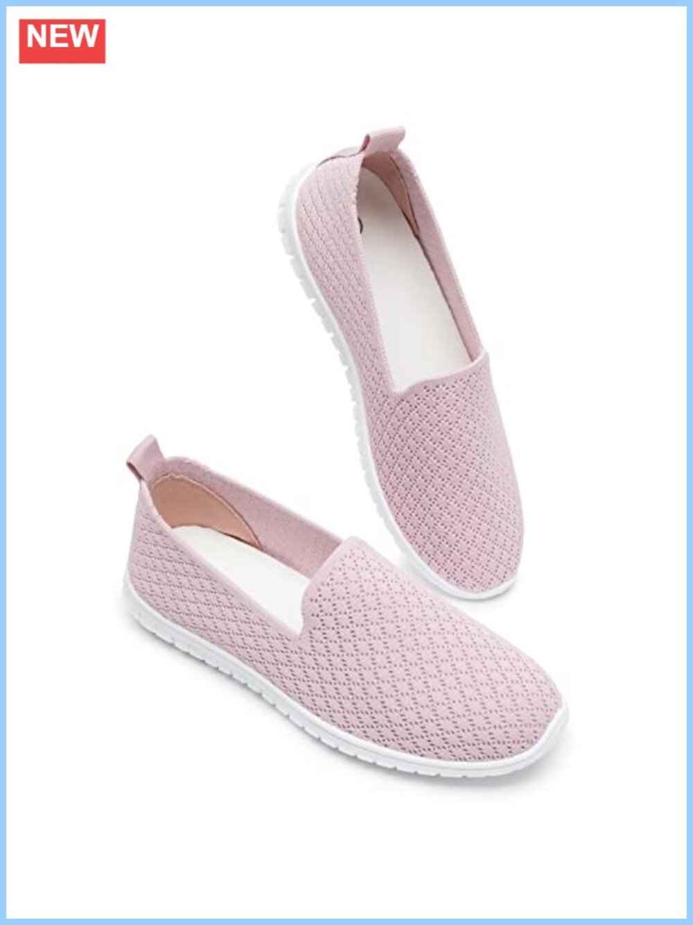 Women's Mesh Flats Breathable Slip On Walking Shoes Comfortable